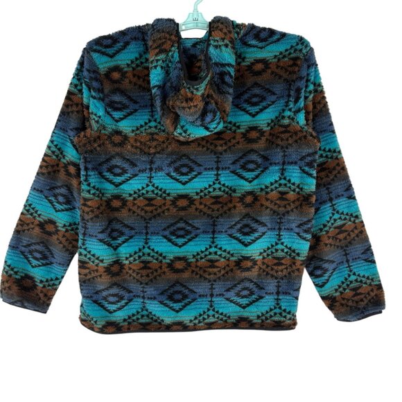 Ariat Men's Pullover Enamel Blue Serape Polar Bear Fleece Hood Size Large NWT - Picture 3 of 11